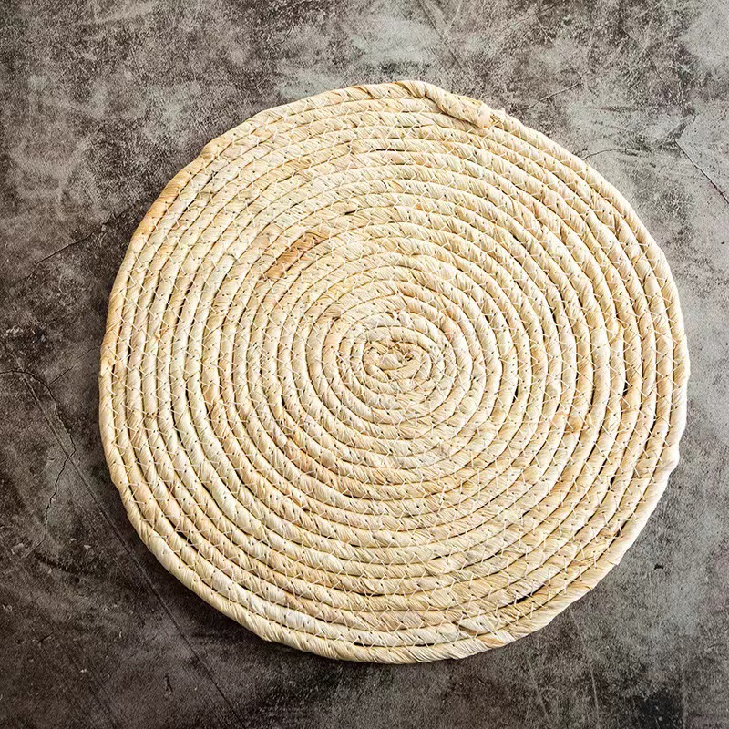 Transfronterizo amazónica casera tejida a mano resistente a quemaduras japonesas esteras de piel de maíz esteras de mesa esteras de aislamiento térmico esteras de platos