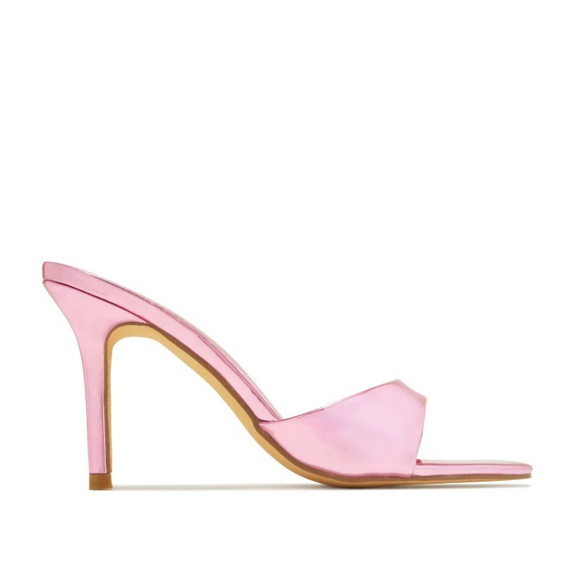 Round-toe Thin-heel Sandals, Microfiber Single-strap, Women's Multi-color Custom Sizes 34–45
