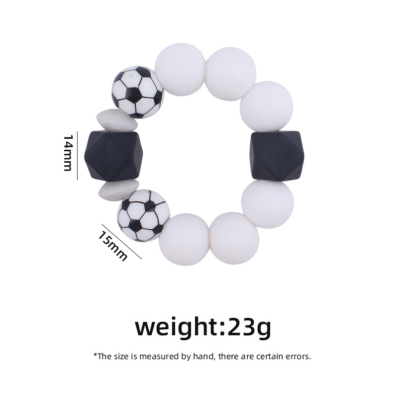 Nuevo bebé suministros de dibujos animados de fútbol de silicona impresa pulsera creativa DIY mordedura de silicona juguete de goma