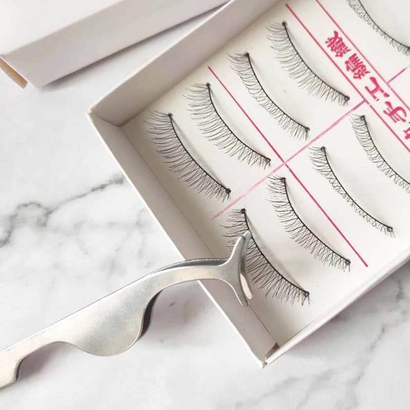 Pinzas de pestañas falsas dispositivo auxiliar Acero inoxidable principiante removedor de maquillaje clip multifuncional anti-vibración color primario