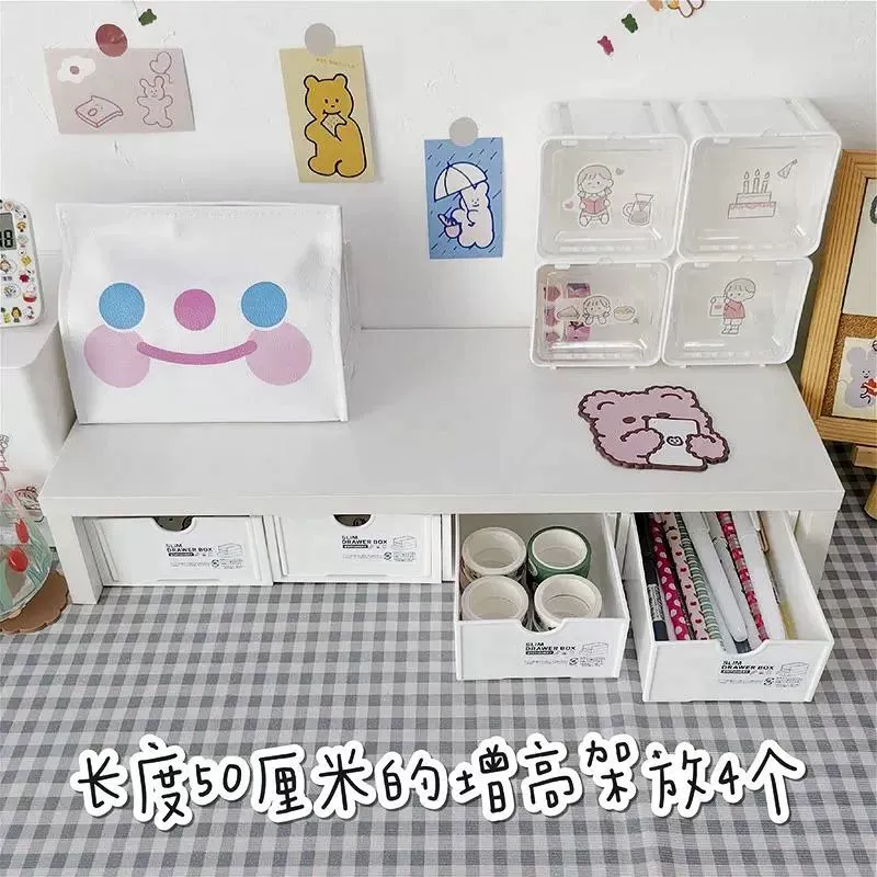 Ins стиль ноутбука настольный компьютер монитор повышенная полка с выдвижным ящиком настольный милый офис для хранения полный