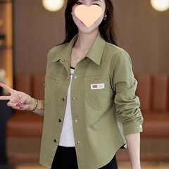 休闲外套女短款2025年春秋新款小个子时尚洋气宽松棉衬衫上衣潮