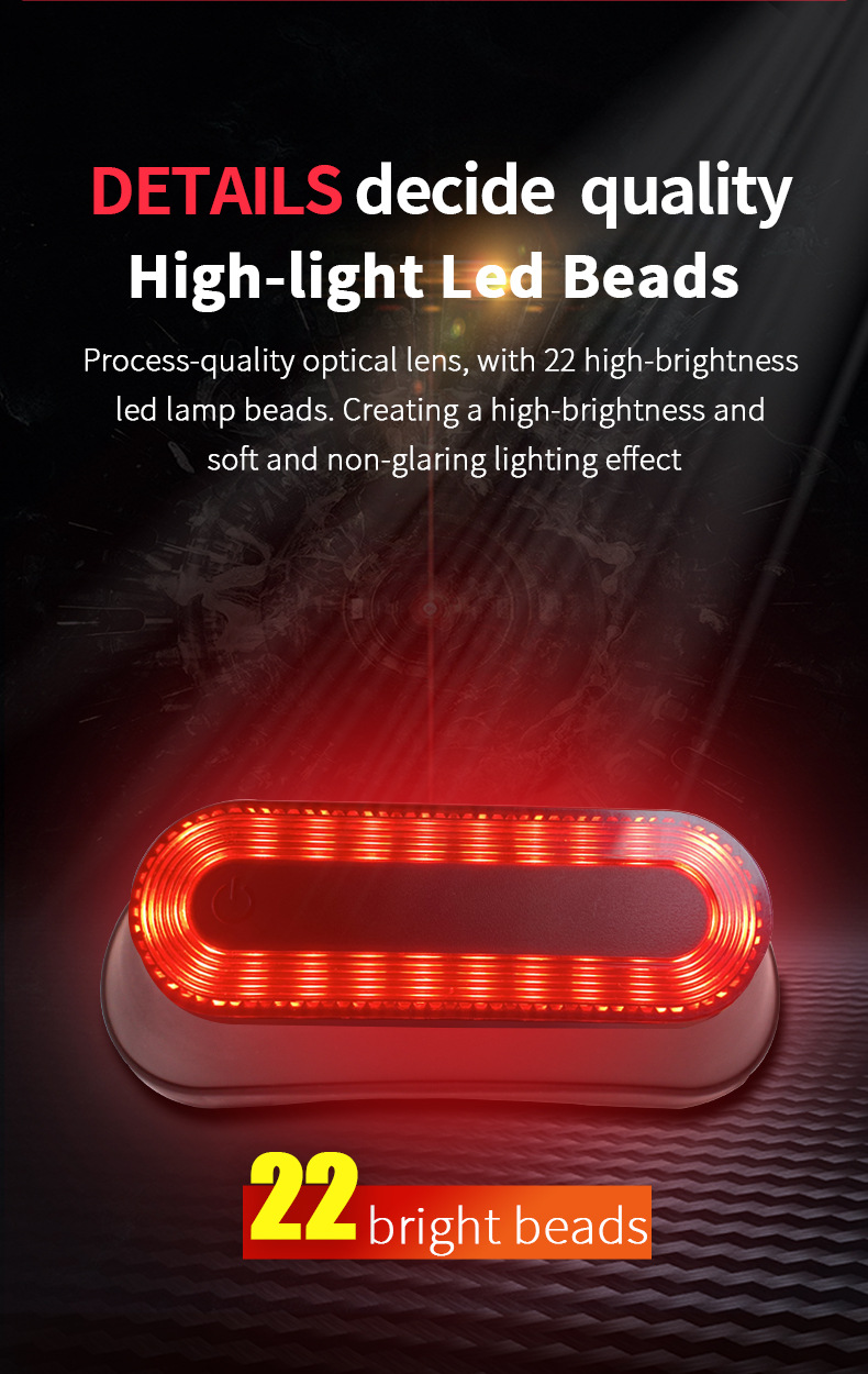 Motorcycle Helmet Warning Light Helmet Light Bicycle Night Running Tail Light Riding Flash Rechargeable Magnetic LED Light