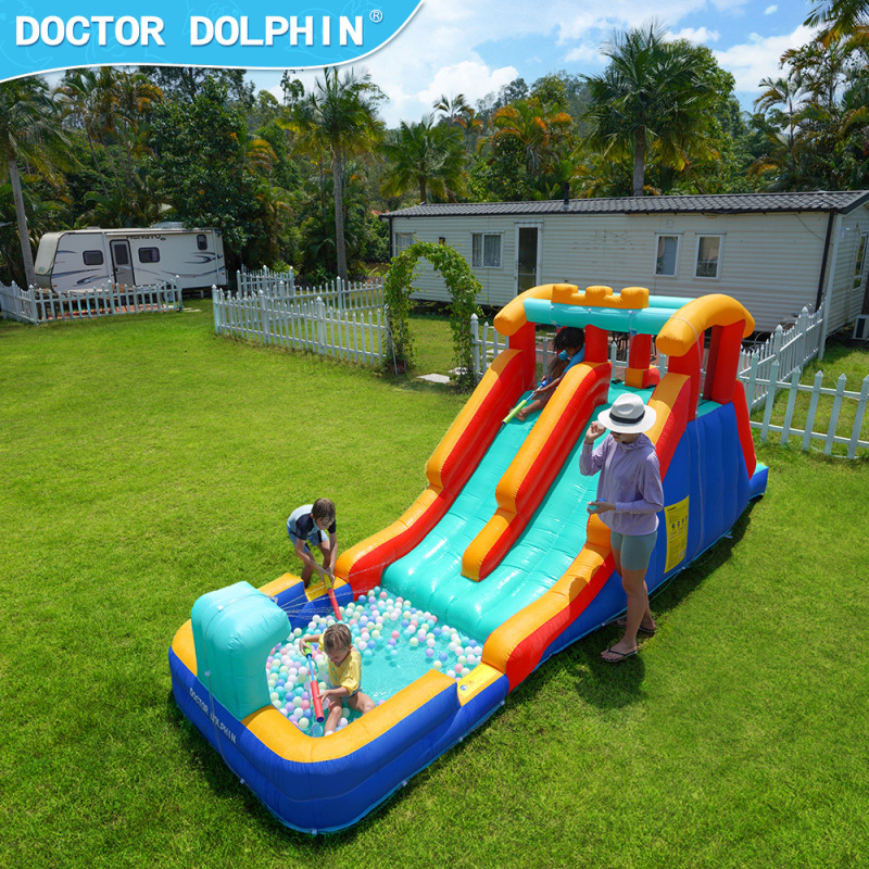 Dr. Dolphin 子供用インフレータブル城屋外トランポリンプール水鉄砲バージョン子供の楽園インフレータブル城工場直販|undefined