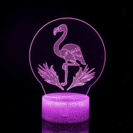 亚克力3D小夜灯火烈鸟动物USB触摸遥控桌面摆设装饰礼物七彩led灯