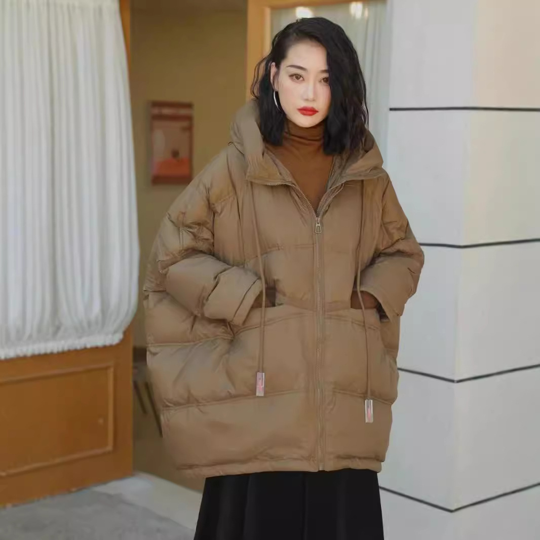 2022 가을과 겨울 느슨한 플러스 사이즈 화이트 오리 다운 느슨한 프로필 긴 후드 다운 재킷 코트 여자의 겨울 한국어 버전