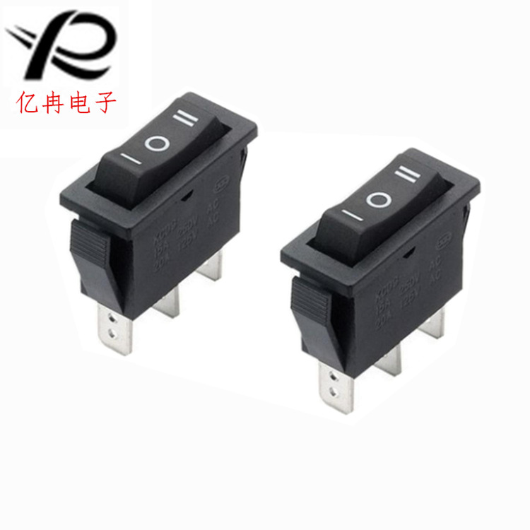 厂家直销船形开关KCD3三脚KCD3三档翘板黑色电源开关14*31mm