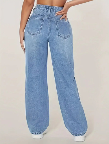 2025 Amazon Wish AliExpress Cross-border European and American Women's Spring and Autumn New Casual High-Waist Straight Leg Jeans