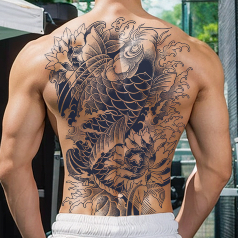 フルバック半背草本ジュースのタトゥーは防水男の持続的なシミュレーション胸の前のシールの大図の花腕のタトゥーを貼ります。