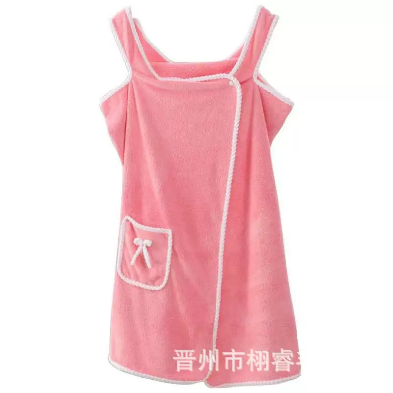 珊瑚绒浴裙批发纯棉柔软吸水加厚包边浴衣成人女裹胸穿戴浴巾包邮