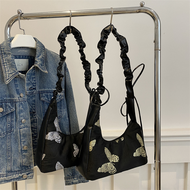 Bolsa de lona super hermosa bordada mariposa hadas bolso de brazo bolso de viaje de ocio bolso de mujer bolso de hombro personalizado de gran capacidad
