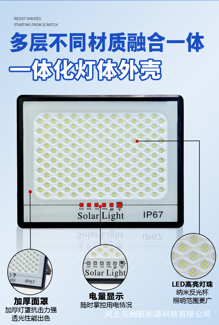 满天星家用太阳能投光灯,户外大功率庭院灯,led光控防水泛光灯
