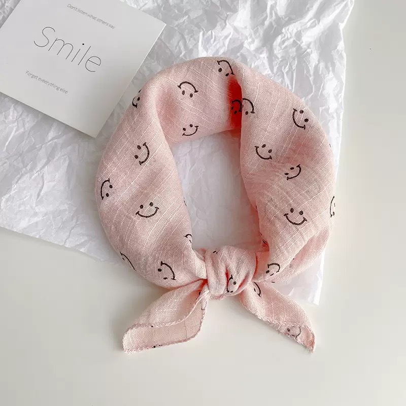 春夏のコットンとリネンのベビープリントかわいい暖かいスカーフ子供用防風スカーフ春と秋の薄いコットンとリネンのスクエアスカーフ唾液|undefined