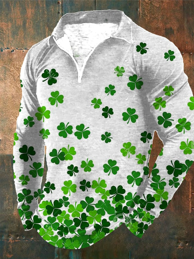 Camiseta de manga larga de estilo retro americano con estampado digital para hombre otoño nueva camisa POLO con cremallera MB14