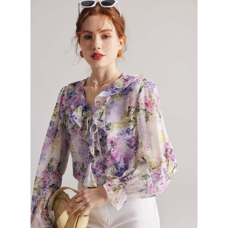 칼라 러플 레이스-퍼플 플라워