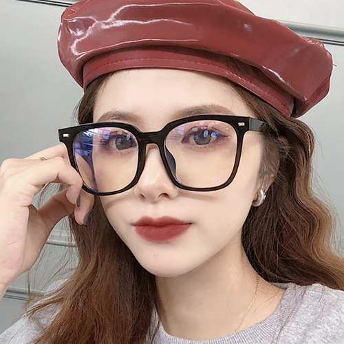 Natural beauty glasses with transparent frames in Korean style, Instagram-inspired, large frames suitable for myopia correction, unisex trendy, blue light protection