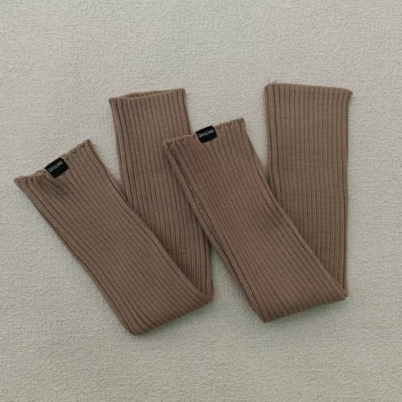 Mangas montadas al sol de imitación, medias mangas de lana de punto cálido, guantes de brazo de protección contra el frío de pantalla sin dedos elásticos de otoño e invierno para mujer