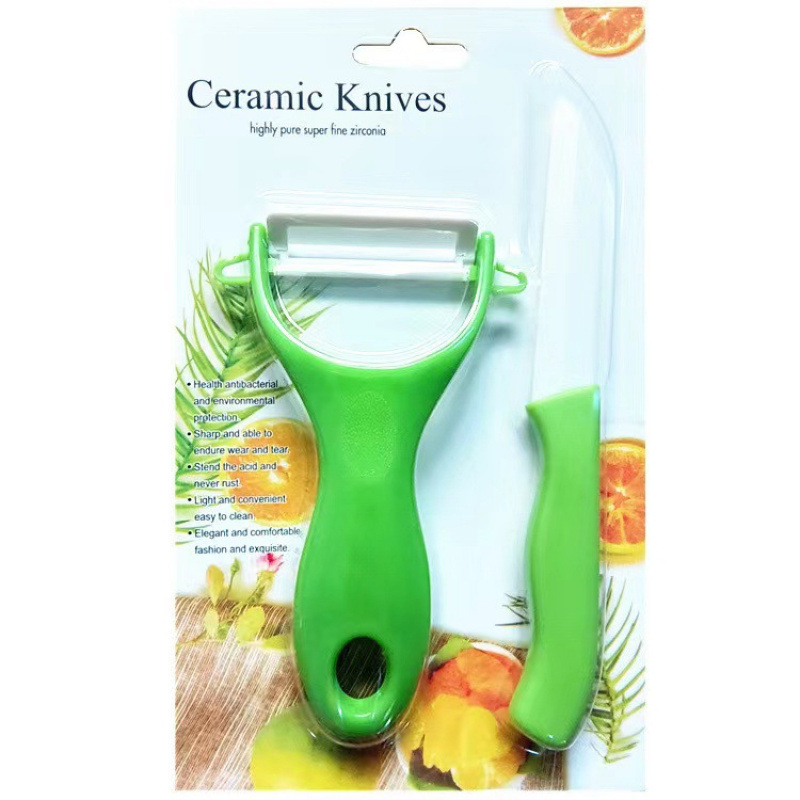 Fábrica directa cuchillo de cerámica cuchillo de frutas de tres pulgadas mini regalo conjunto de dos piezas