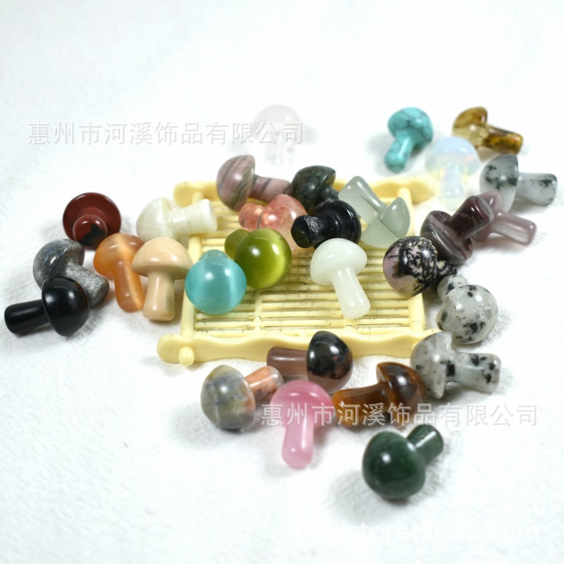 工厂制作量大从优2cm蘑菇头天然石小摆件 20X15X15mm蘑菇头小饰品