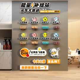 能量补给站糖果文化办公室茶水间布置墙面装饰企业背景纸公司心情