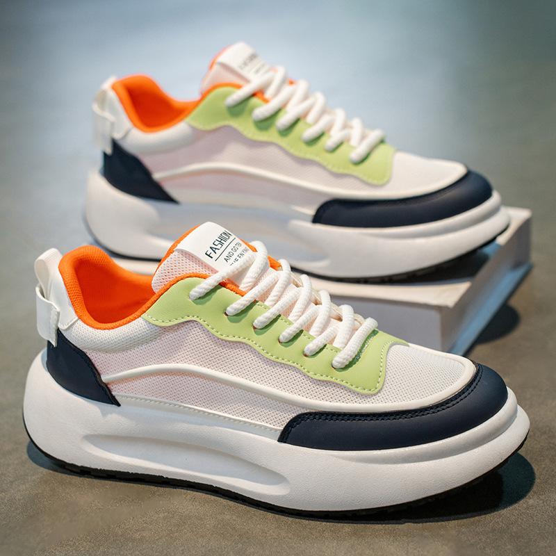 Zapatos de hombre 2025 nuevos zapatos blancos transpirables de malla de estilo moderno zapatos bajos de todo fósforo zapatos de suela gruesa zapatos casuales cómodos