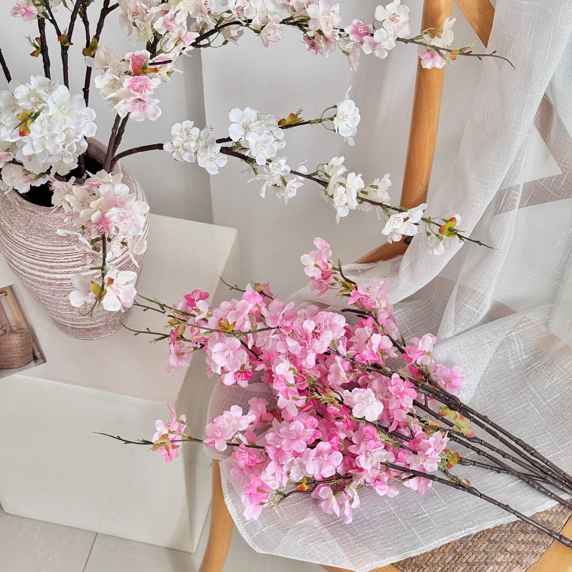 Flor de cerezo flor de imitación flor de sala de estar decoración floral flor de plástico flor seca decoración floral venta caliente transfronteriza