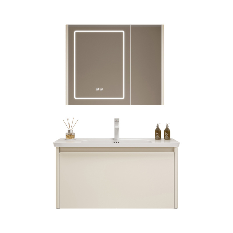 Gabinete de baño cerámico de acero inoxidable grueso integral lavabo de ángulo redondeado lavabo integral gabinete impermeable a prueba de humedad lavabo