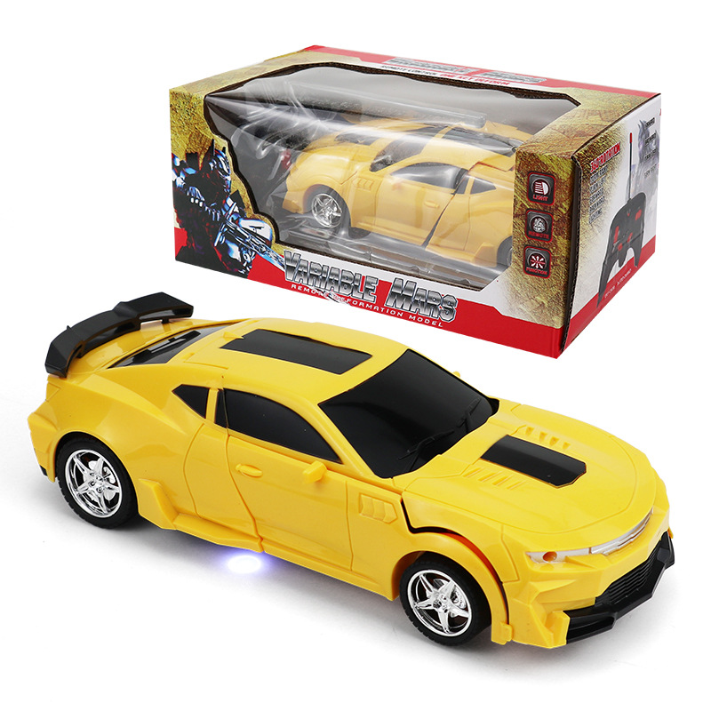 Un botón de control remoto de deformación coche modelo de carreras eléctricas coche de policía coche de control remoto para niños coche deportivo coche de juguete al por mayor transfronterizo