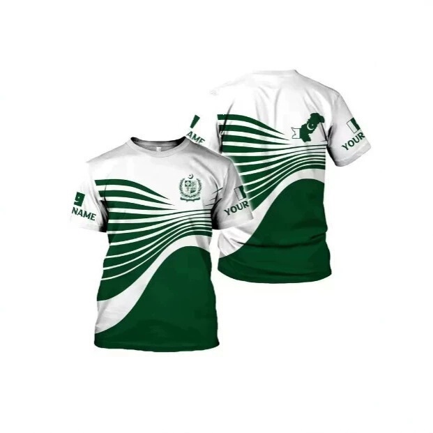 3D Printed Pakistan Flag T-Shirt for Men, Summer Casual Short-Sleeve T-Shirt, Men's Oversized T-Shirt, Street Style 3D Printed Pakistan Flag T-Shirt for Men, Summer Casual Short-Sleeve T-Shirt, Men's Oversized T-Shirt, Street Style