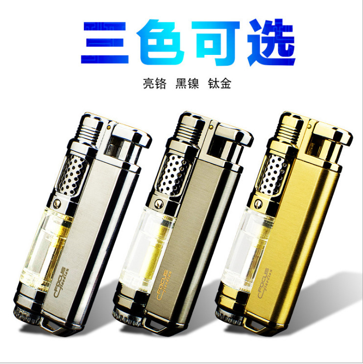 Focus F078 cross-border visual blue flame lighter inflatable windproof straight personality gas lighter foreign trade wholesale Focus F078 cross-border visual blue flame lighter inflatable windproof straight personality gas lighter foreign trade wholesale