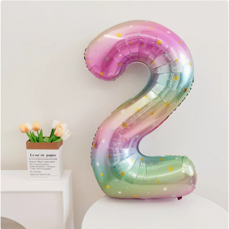 40inch アルミフィルムデジタルバルーン ベビーブルーピンク 女の子の誕生日シーンの装飾 ベビー123歳の誕生日の装飾|undefined