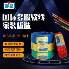 国标BVR2.5/4方铜芯线正品郑州三厂电线家用1.5/6平单芯多垒德株