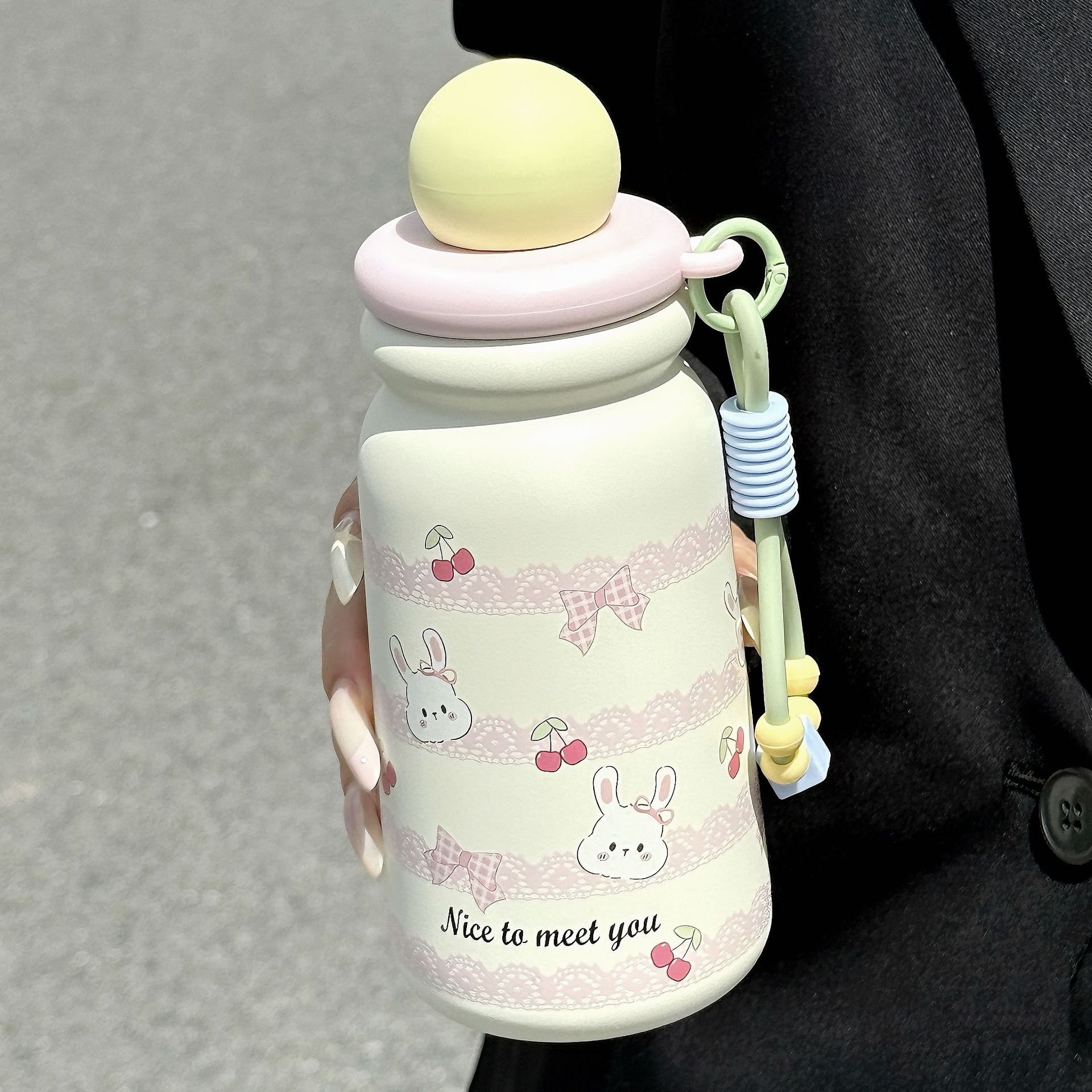 Taza termo de gatito simple - Alto valor estético, taza de pajita para estudiantes y chicas, doble modo de bebida, acero inoxidable 316, para niños