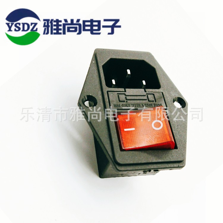 连体AC电源插座AC-304 三合一带固定孔带开关品字AC-01电源插座