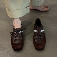 软皮版~厚底芭蕾风德训鞋百搭复古学院风运动休闲鞋女款阿甘鞋潮