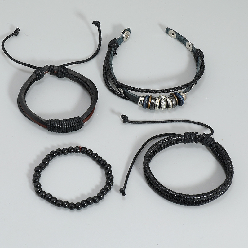 Fashion Geometric Pu Leather Wood Plating Unisex Bracelets 1 Set