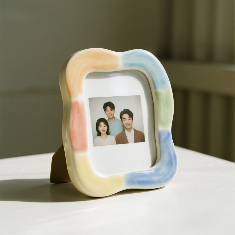 Macaron Rainbow Color Ceramic Photo Frame Wave Edge Square Creative Table Home Desktop Art Photo Frame Macaron Rainbow Color Ceramic Photo Frame Wave Edge Square Creative Table Home Desktop Art Photo Frame