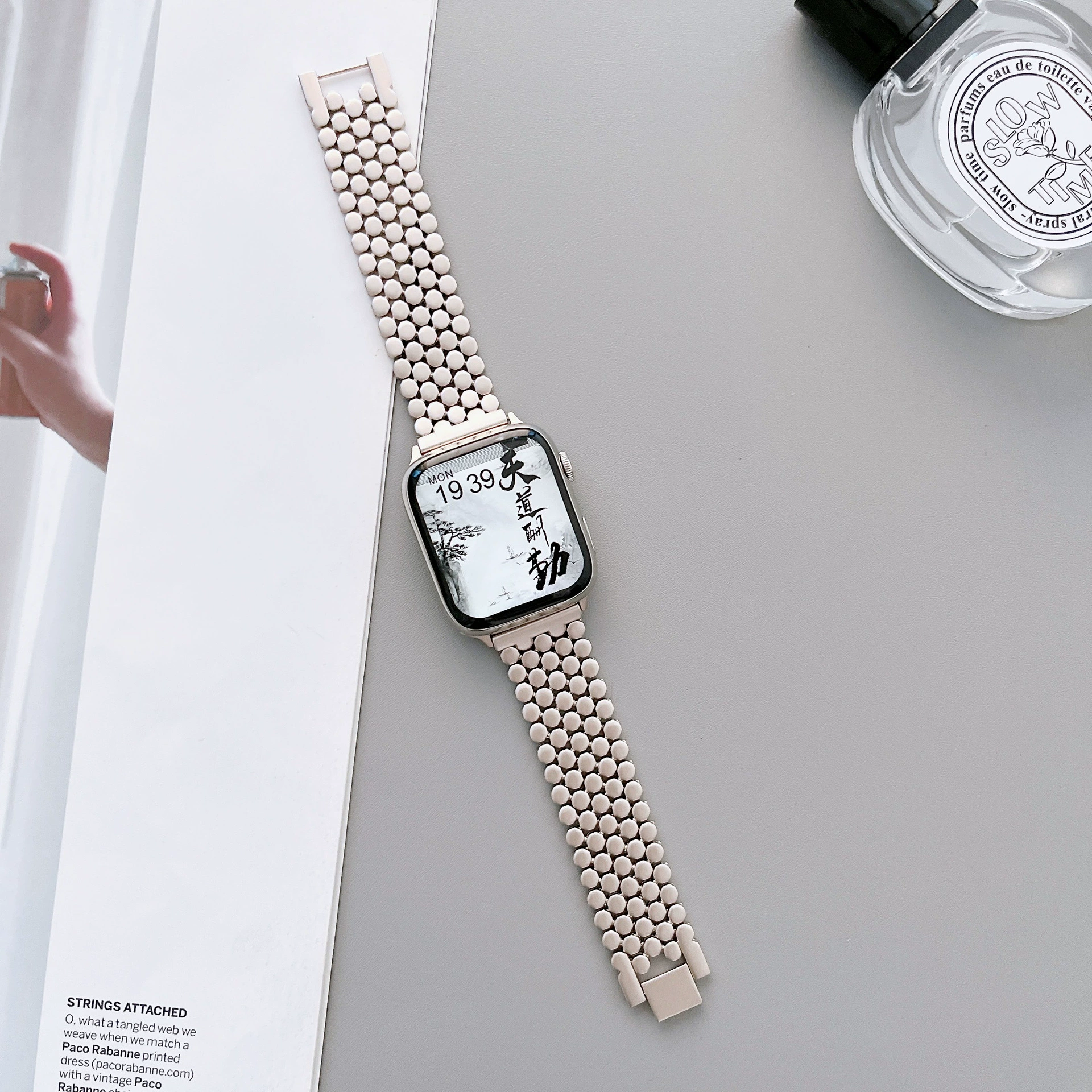 Ремешок для часов Metal Honeycomb (совместим с Apple iWatch), сплавная сеточная цепь, регулируется 38–49 мм