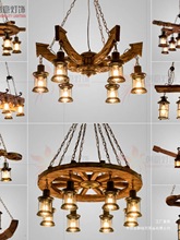 美式乡村复古船木吊灯工业风创意怀旧酒吧装饰漫咖啡餐厅木头灯具