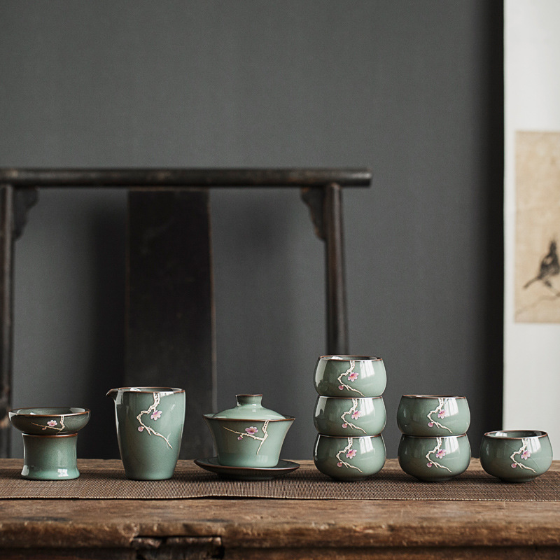 Oficial Horno celadón neumático de hierro taza de té de cerámica pieza abierta nutritiva taza de té juego de té de Kung Fu en casa
