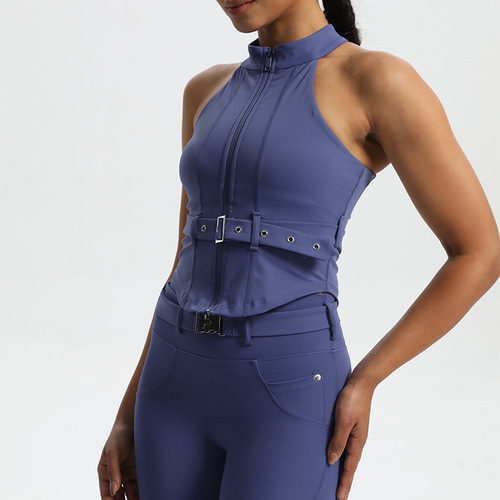Amazon's new motorcycle style cycling sports top women's tight-fitting yoga fitness wear sports bra with chest pads