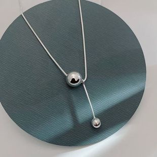 Light Luxury Niche Cold Style Ball Bing Clackbone Chain Women's Simple High-end Sense Round Ball TikTok Explosive Necklace Jewelry