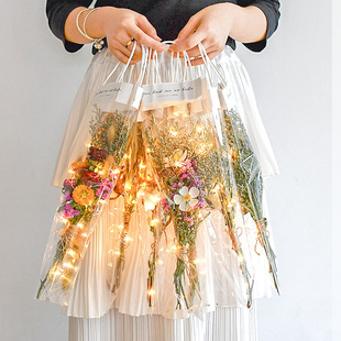 ins Internet celebrity portable flower bag transparent pvc floral simple Valentine's Day gift packaging bag bouquet material
