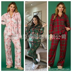 アマゾン独立駅欧米クロスボーダー女装クリスマスサンタクロース長袖長ズボンパジャマセット