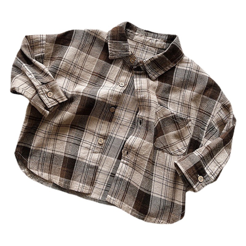 Children's Korean-style Retro Shirt Autumn New Boys and Girls Japanese and Korean-style Mori Long-sleeved Shirt Children's Personalized Trendy Children's Wear