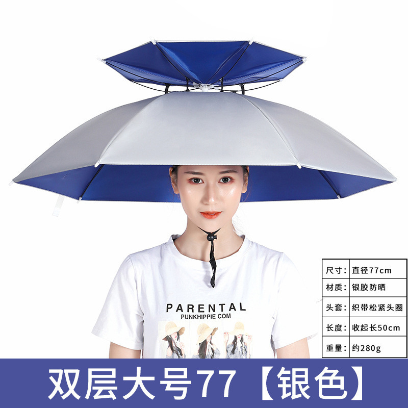 伞帽头戴雨伞防雨防晒雨伞户外钓鱼专用雨伞采茶斗笠头戴伞帽批发|undefined