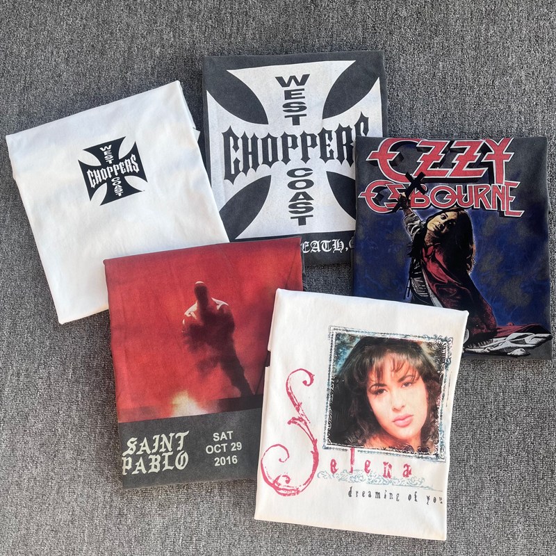 high quality Vintage Park Caiying Kanye west American Style Vintage Washed Loose Short Sleeve T-Shirt for Men and Women