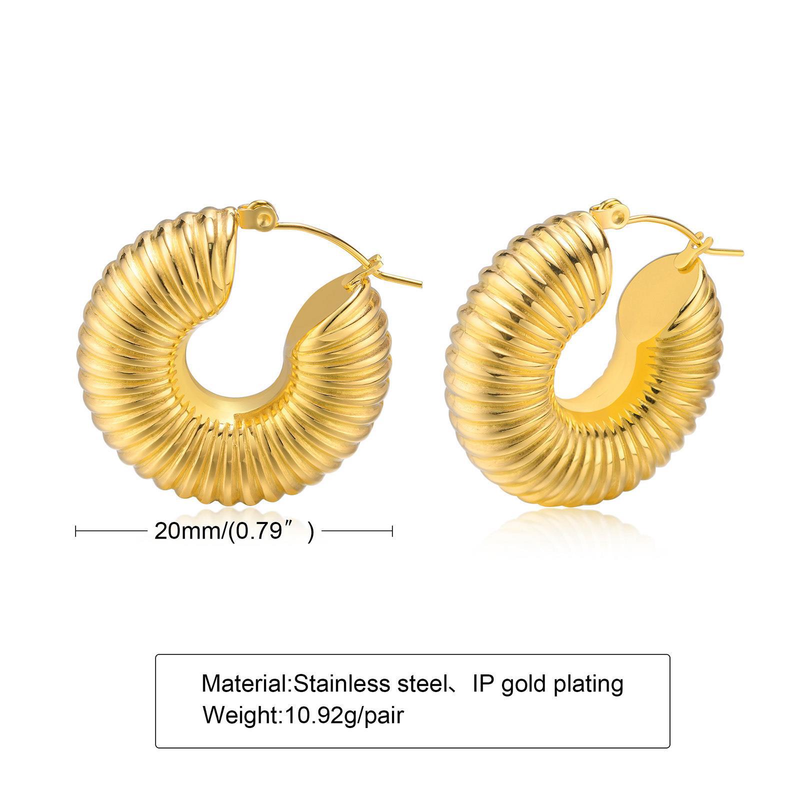 4g Weight PVD Coated Gold Plating Process 1 Pair Fashion Round Plating 201 Stainless Steel Gold Plated Stainless Steel Earrings