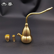 纯铜葫芦过滤水烟斗可拆 四用黄铜水烟袋 三用粗中细插烟烟壶