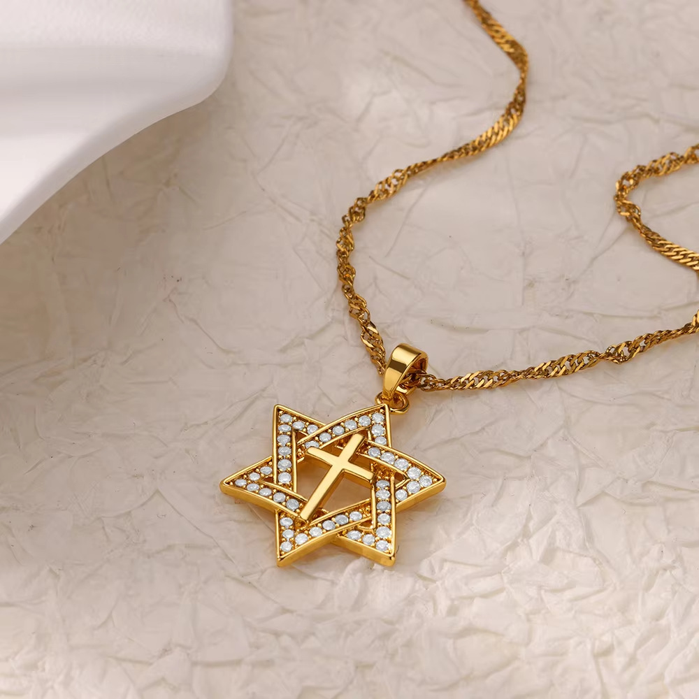 Pendant Necklace Classification Wholesale Jewelry Retro Classic Style Cross Devil's Eye Snake Copper Plating Cable Chain Pendant Necklace